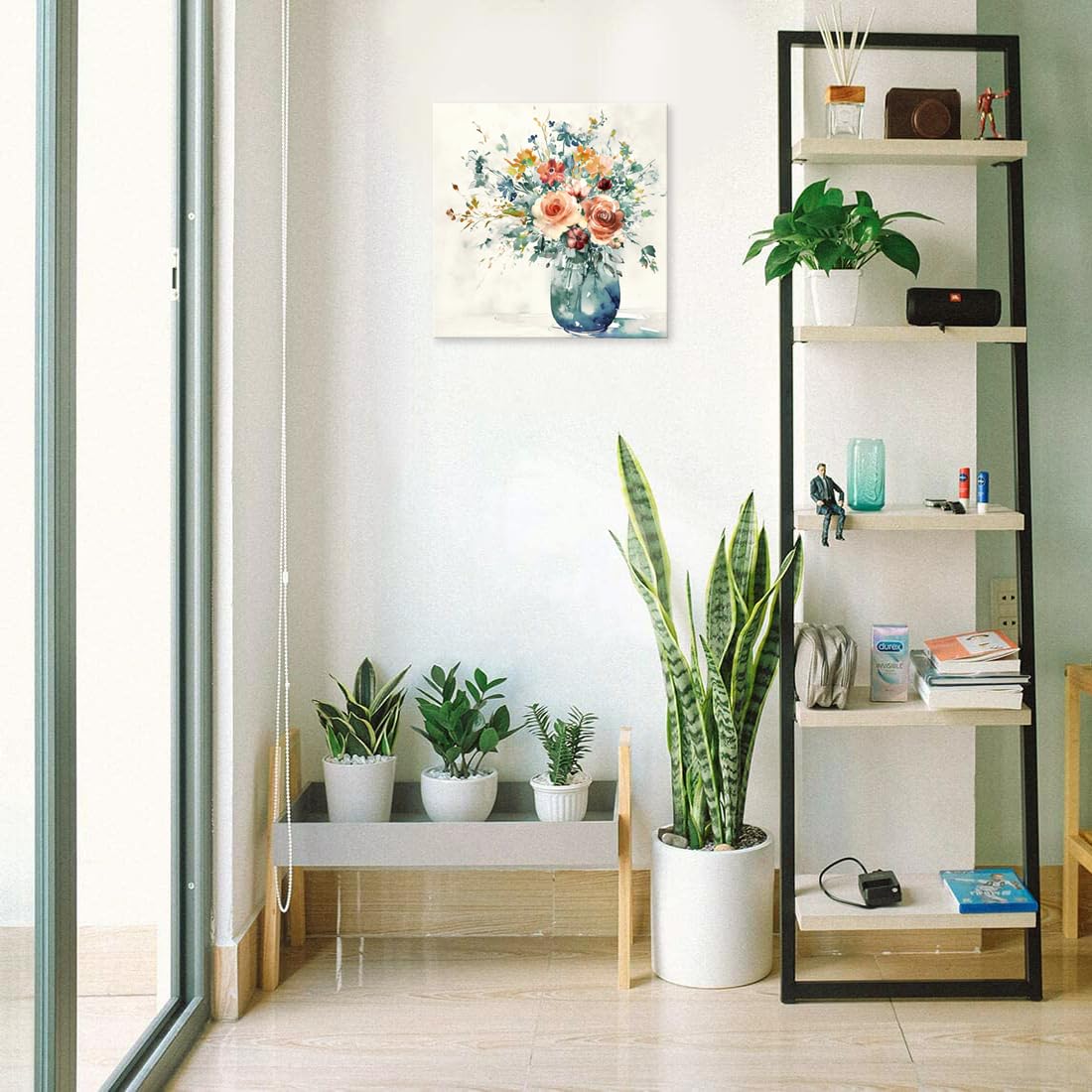 Amazon.co.jp: カラフルな花の絵画 装飾 ウォールアート 水彩画 花瓶に